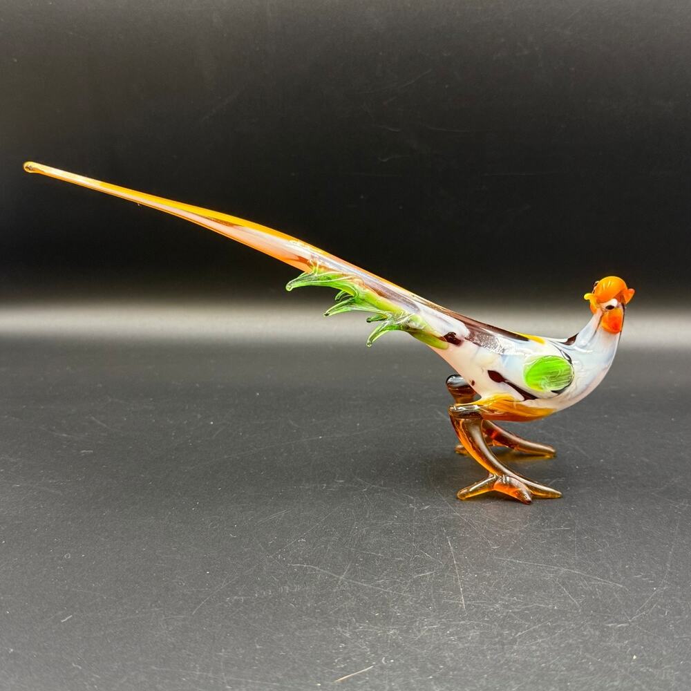 Vintage Hand Blown Colorful Pheasant Figurine